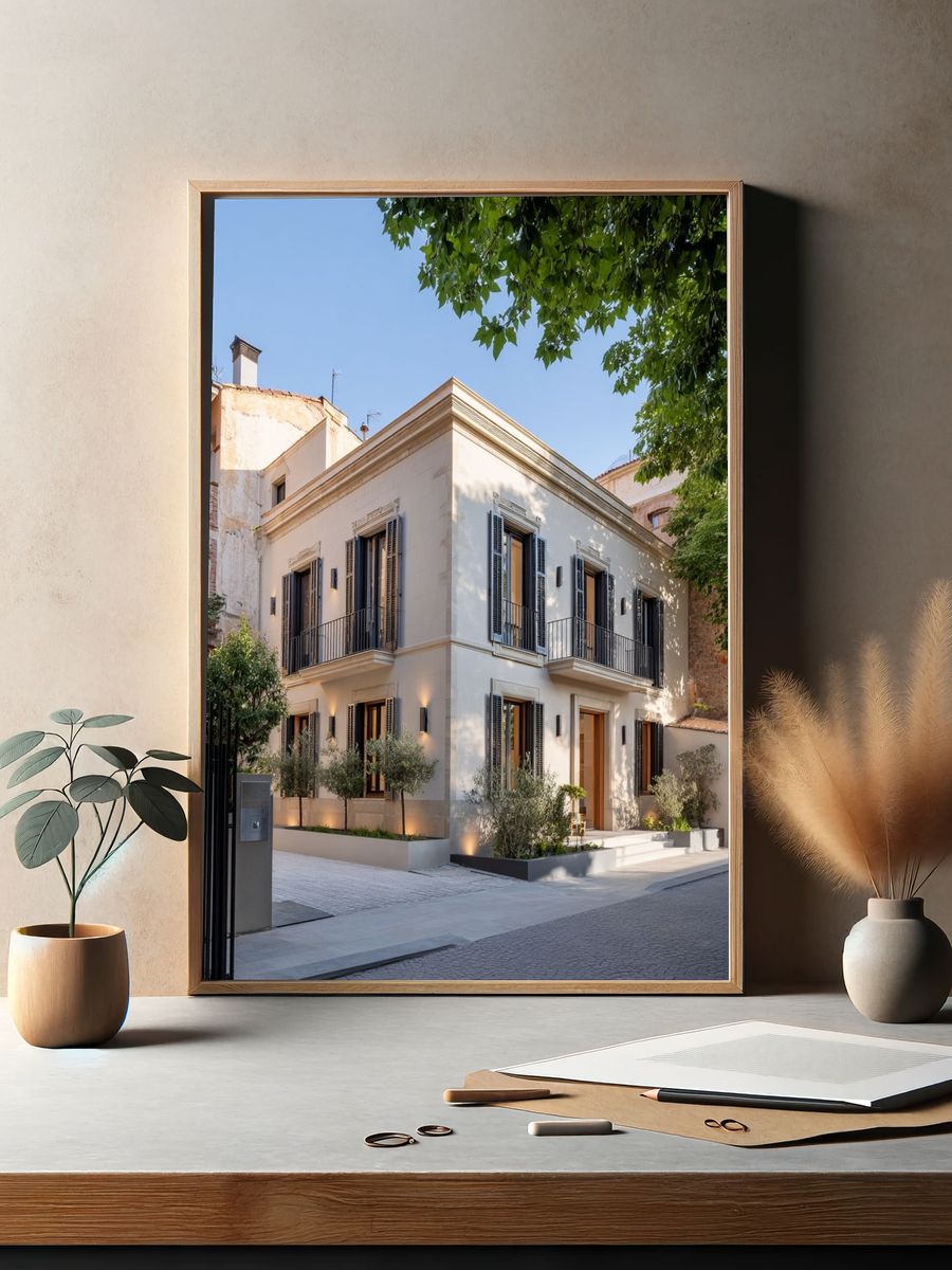 Mediterranean Villa Facade Photography Poster. — room view 2