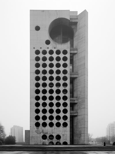 Brutalist Tower Black-White Poster.