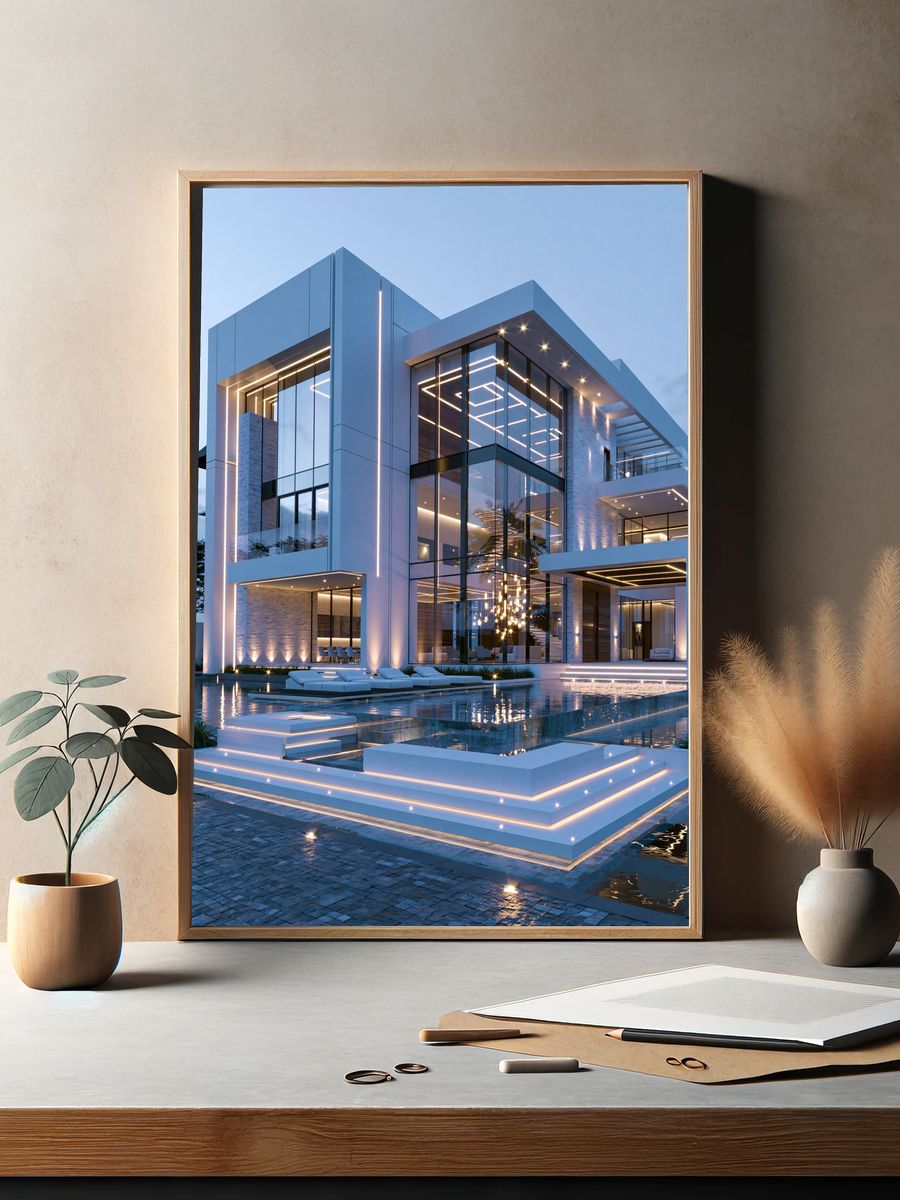Modern Luxury Villa Architecture Poster. — room view 2