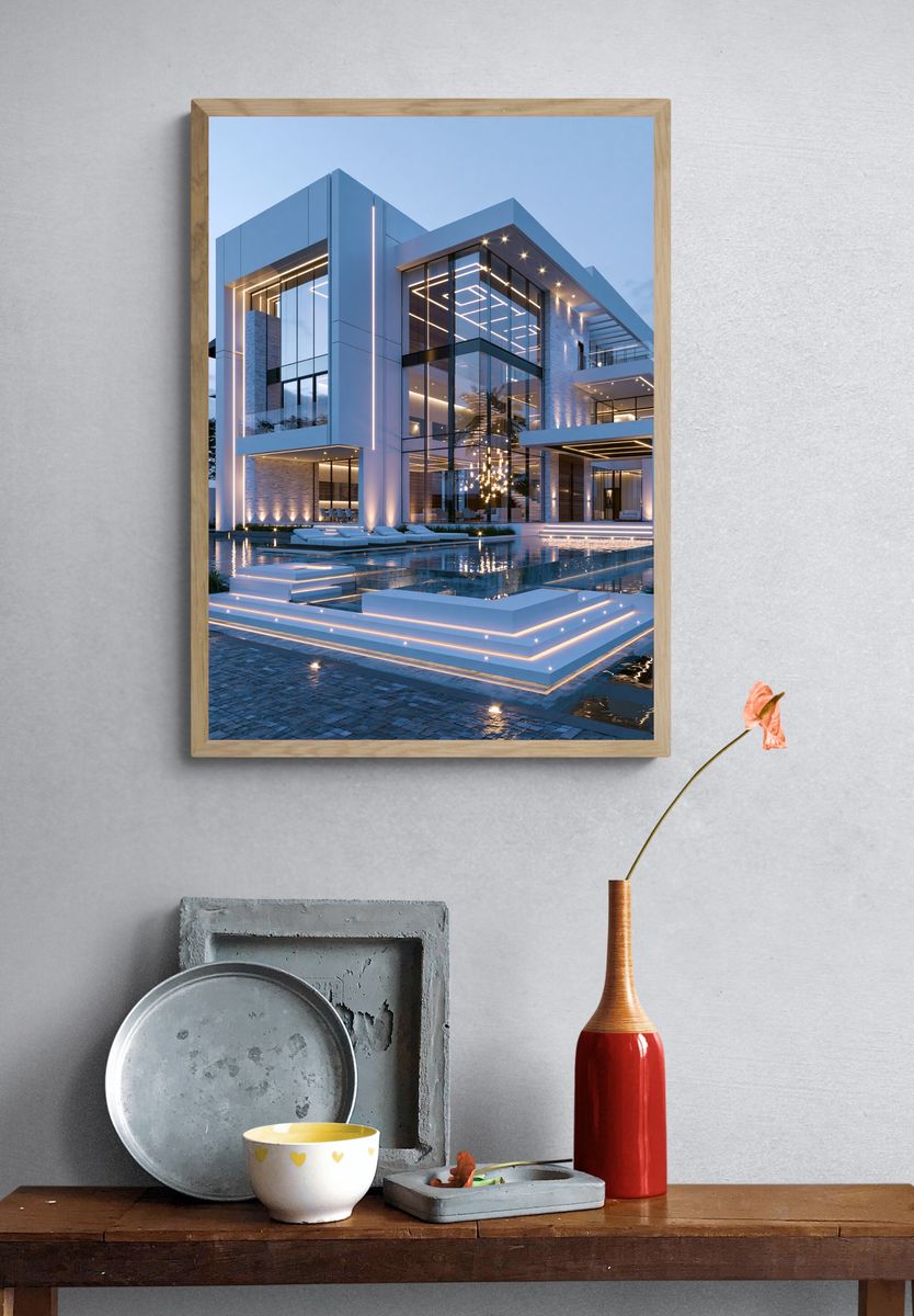 Modern Luxury Villa Architecture Poster. — room view 3