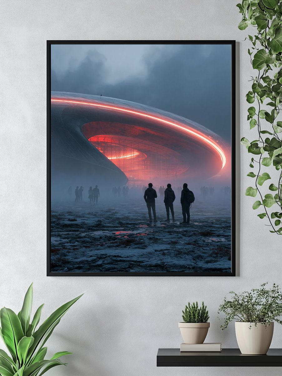 Futuristic Stadium in Fog Poster. — room view 4