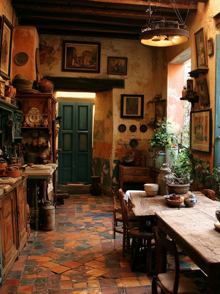 Rustic Mediterranean Kitchen Interior Print. poster detail
