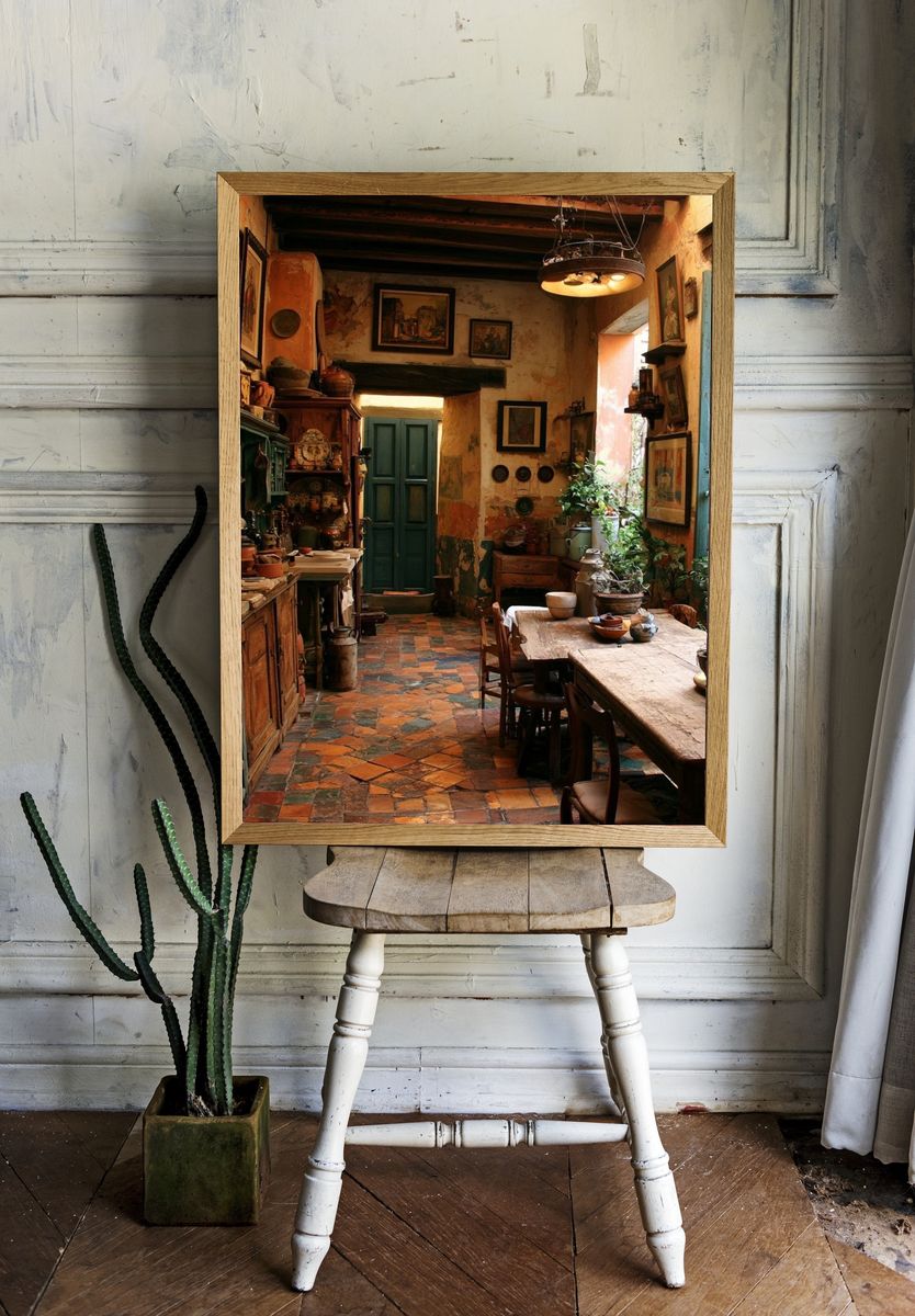 Rustic Mediterranean Kitchen Interior Print. room preview