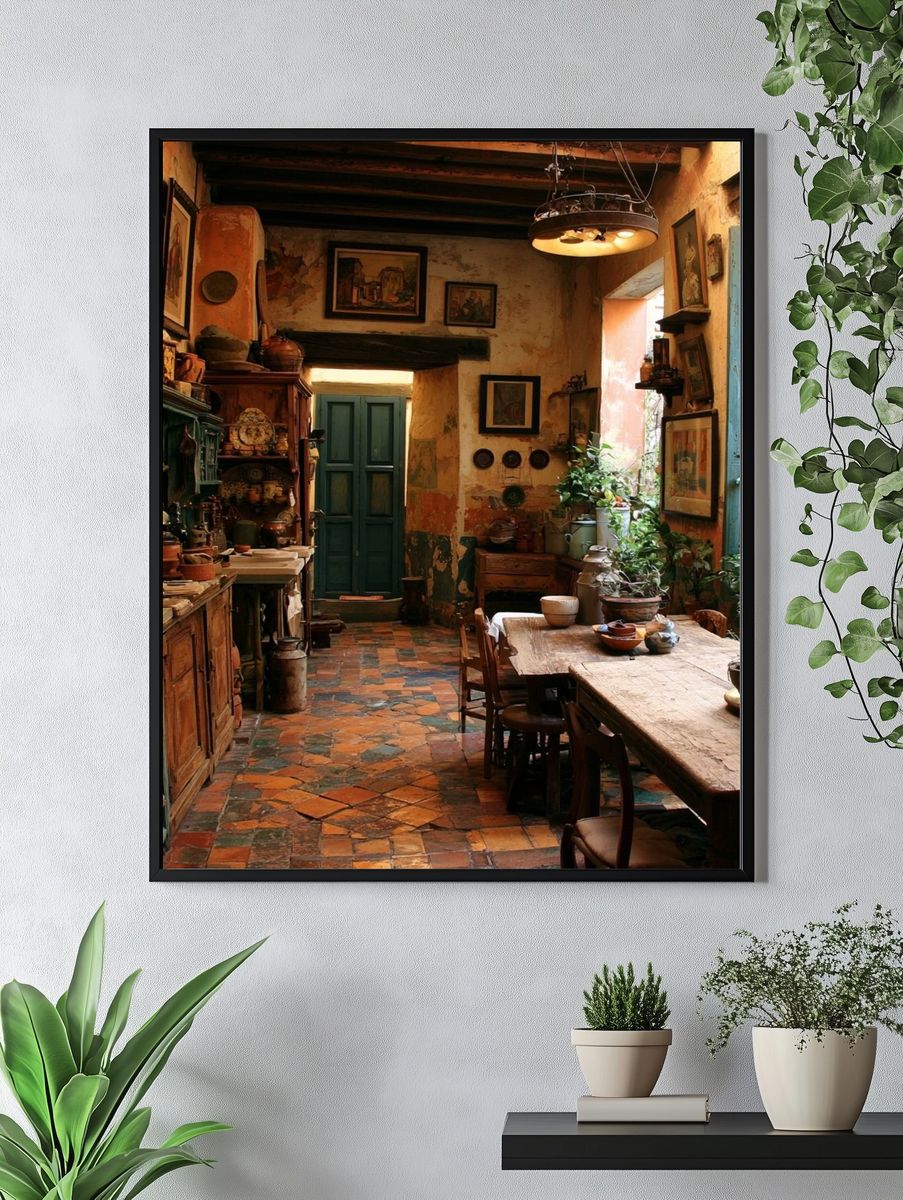 Rustic Mediterranean Kitchen Interior Print. — room view 4