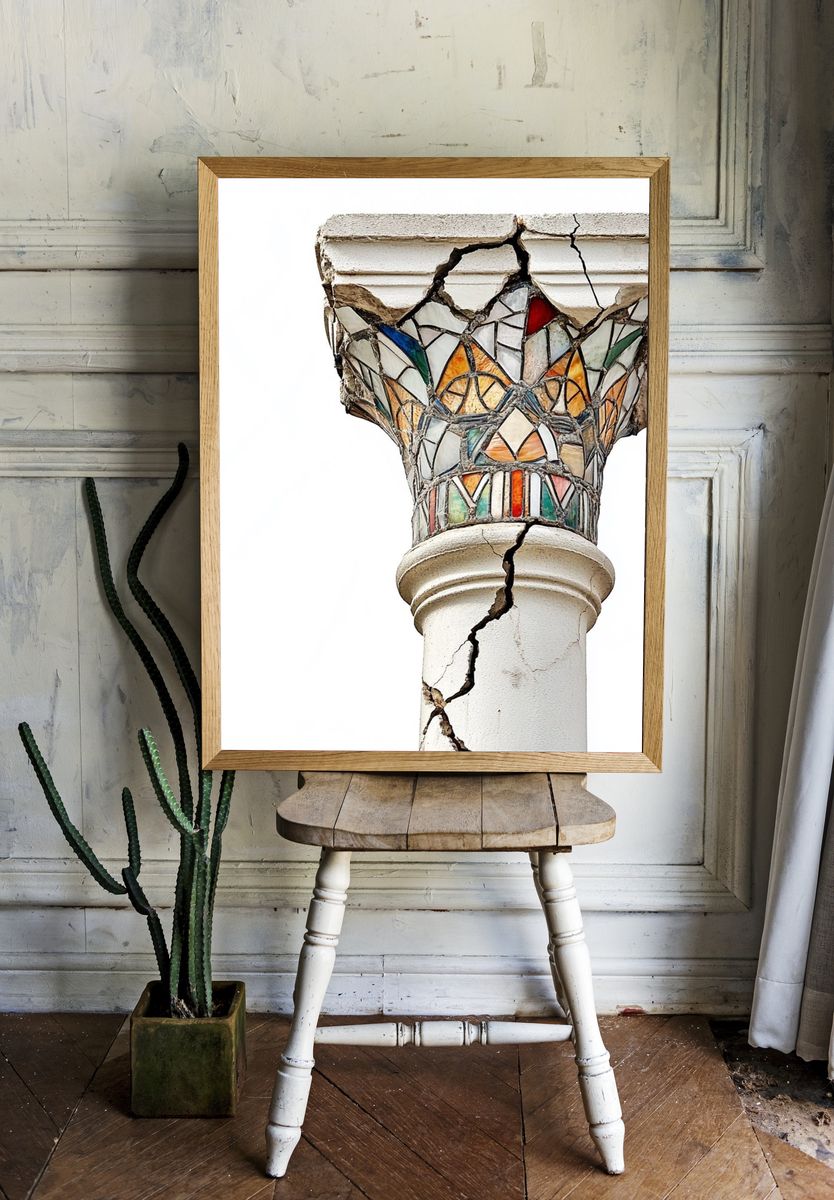 Cracked Mosaic Column Photography Poster. room preview