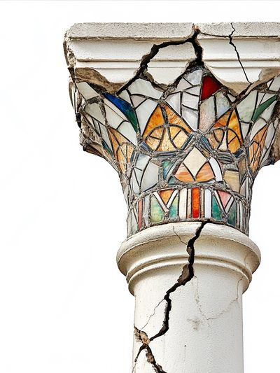 Cracked Mosaic Column Photography Poster.