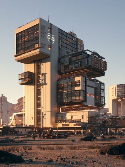 Futuristic Desert Tower — Sci-Fi Print. poster print
