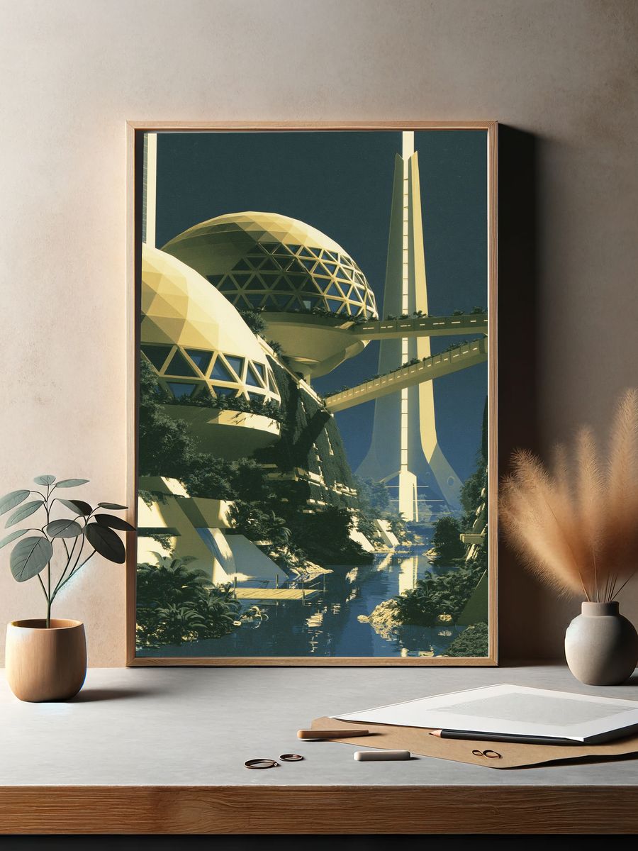 Futurist Cityscape Architecture Poster. — room view 2