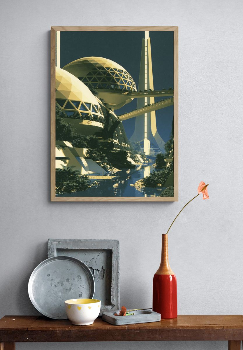 Futurist Cityscape Architecture Poster. — room view 3