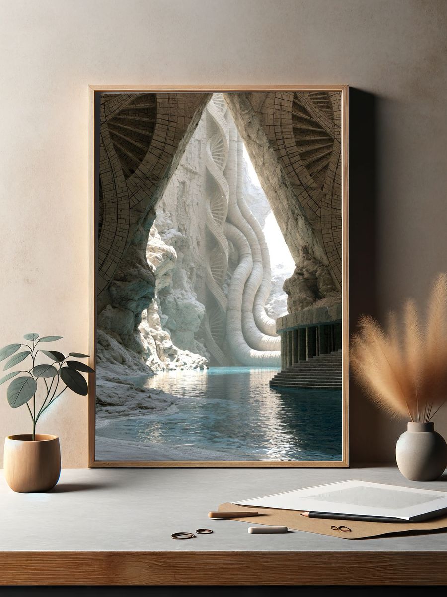 Futuristic Cave Temple Poster. — room view 2
