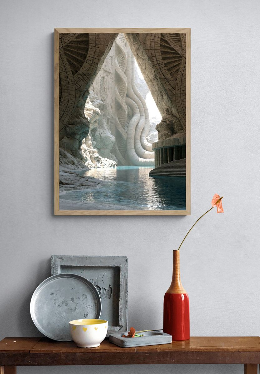 Futuristic Cave Temple Poster. — room view 3