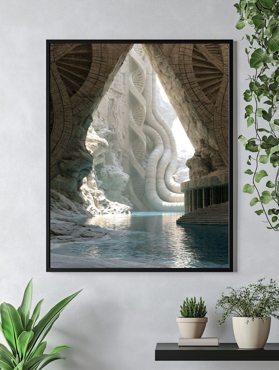 Futuristic Cave Temple Poster. — room view 4