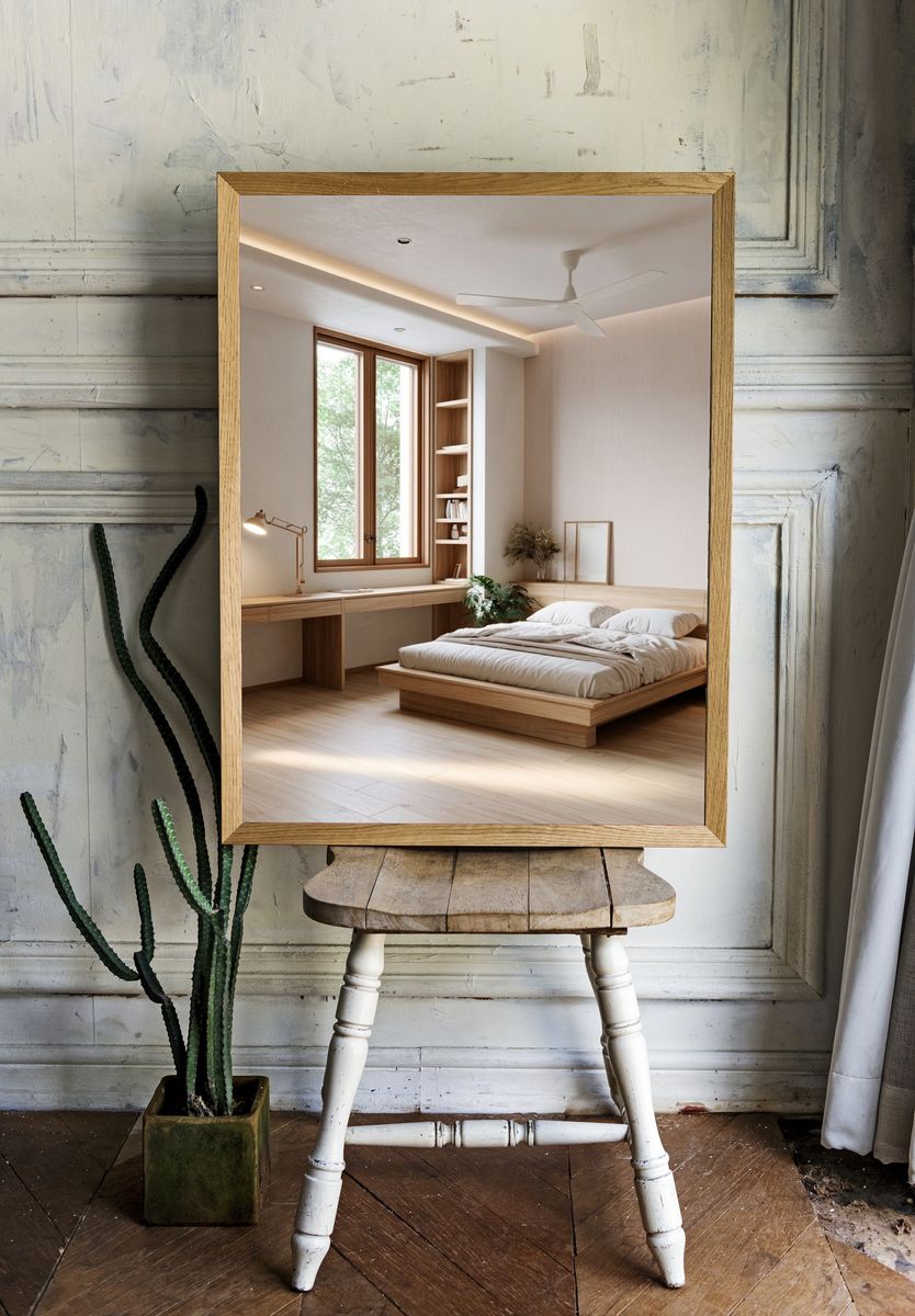 Japandi Bedroom Interior Print. room preview