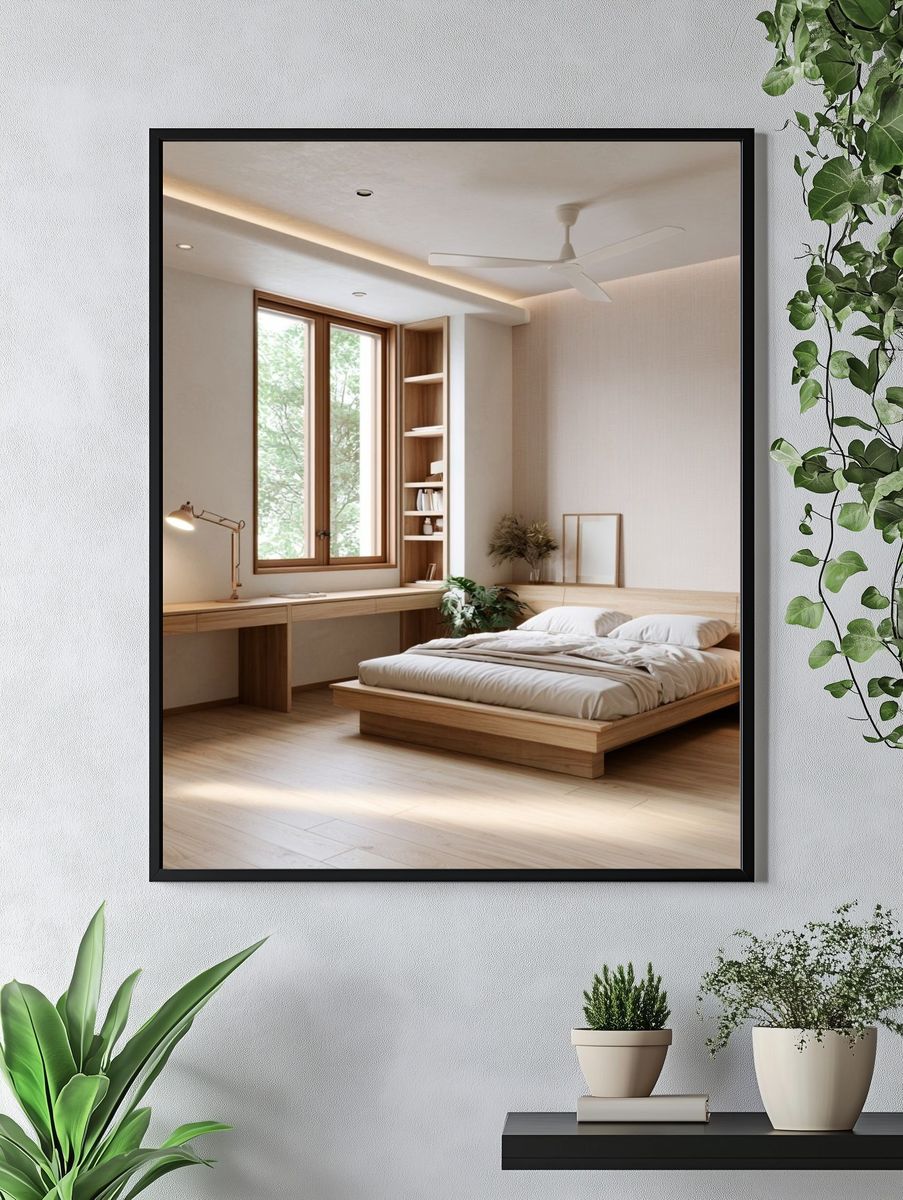 Japandi Bedroom Interior Print. — room view 4