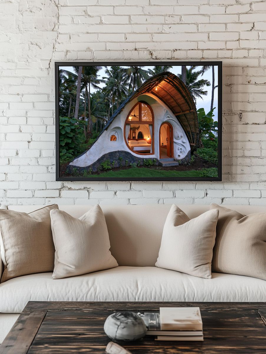 Tropical Eco Cottage Photography Poster. room preview