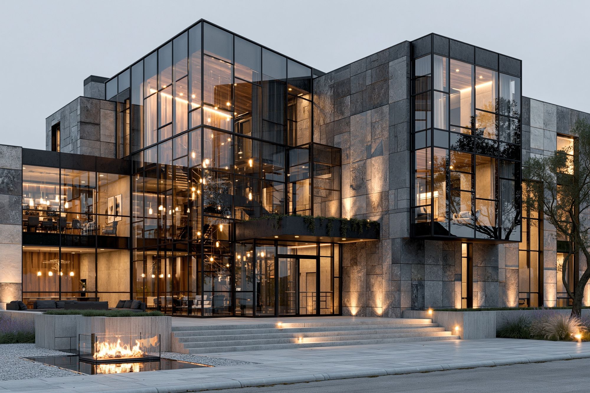 Modern Glass Mansion Architecture Print. poster — architecture art