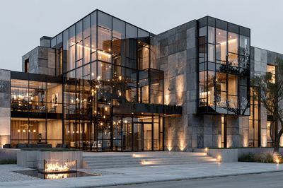 Modern Glass Mansion Architecture Print.