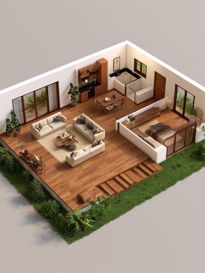 Modern Interior Cutaway Architecture Print. poster