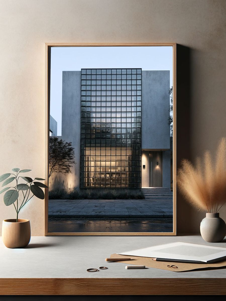 Modern Glass Facade Architecture Poster. — room view 2