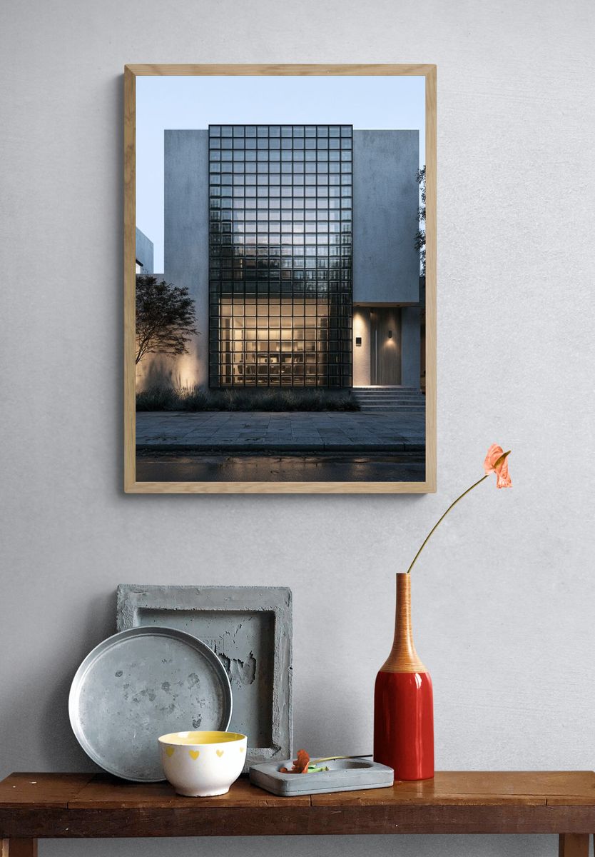 Modern Glass Facade Architecture Poster. — room view 3
