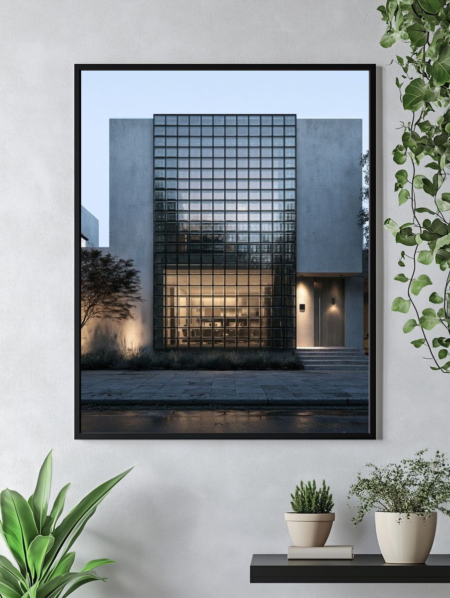 Modern Glass Facade Architecture Poster. — room view 4