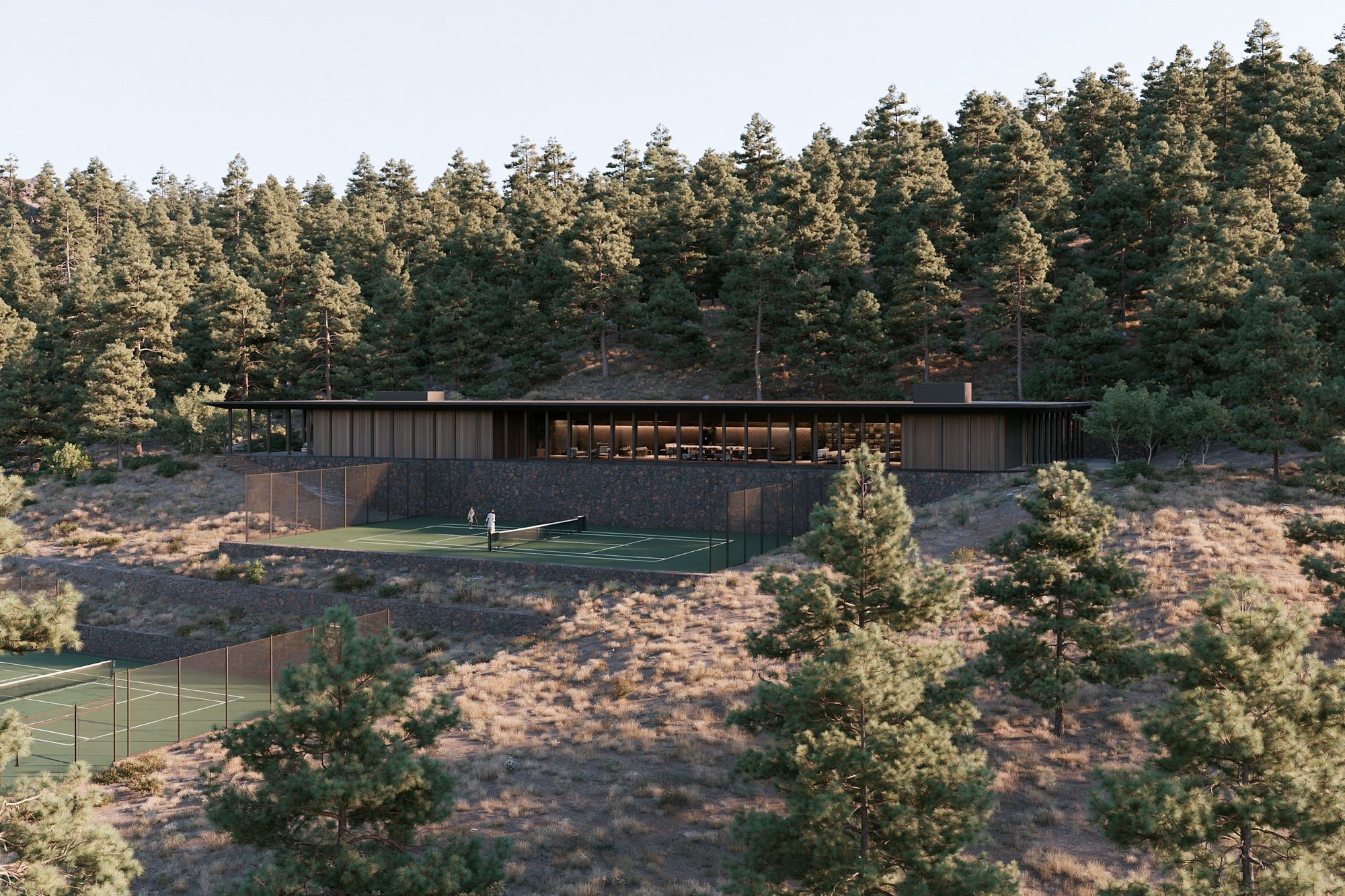 Forest Tennis Court Architecture Poster. poster detail