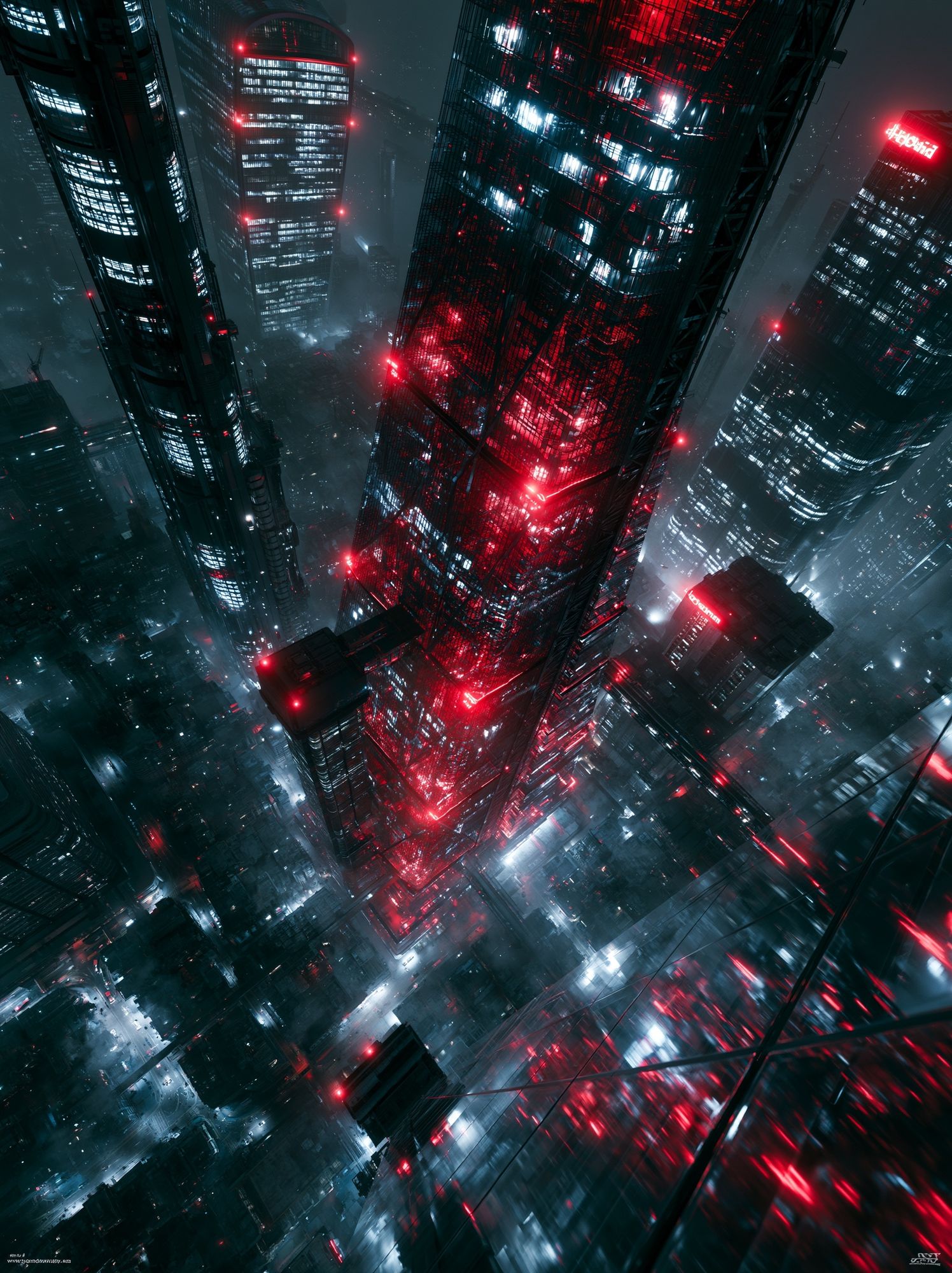 Neon Cyberpunk Skyline Poster. poster detail