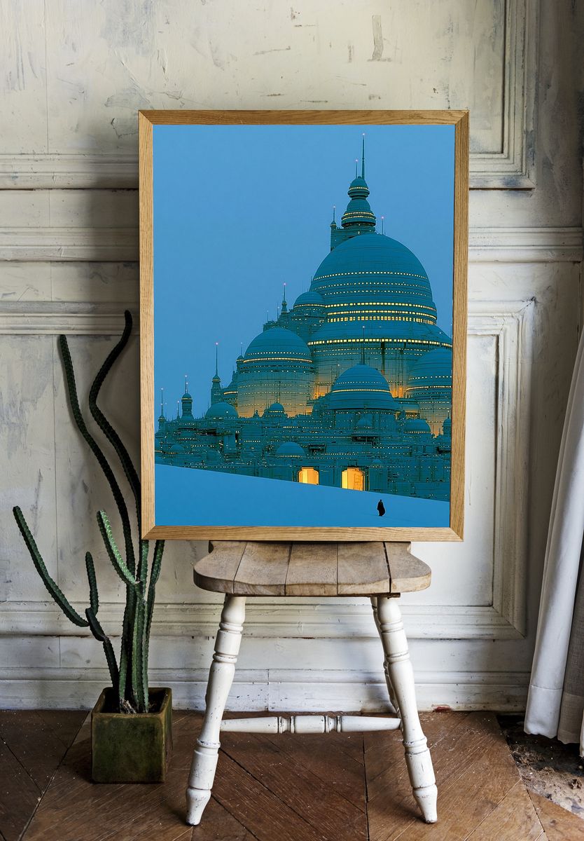 Futuristic Dome Cityscape Photography Poster. — room view 1