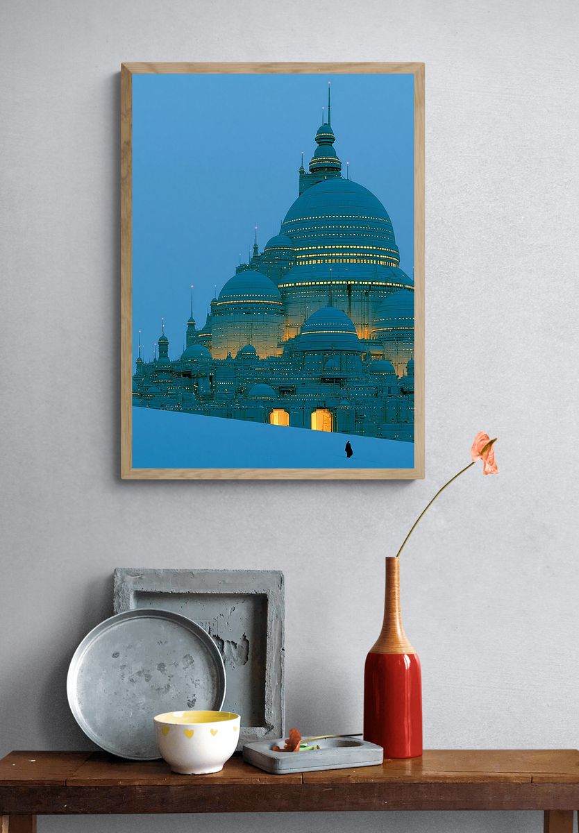 Futuristic Dome Cityscape Photography Poster. — room view 3