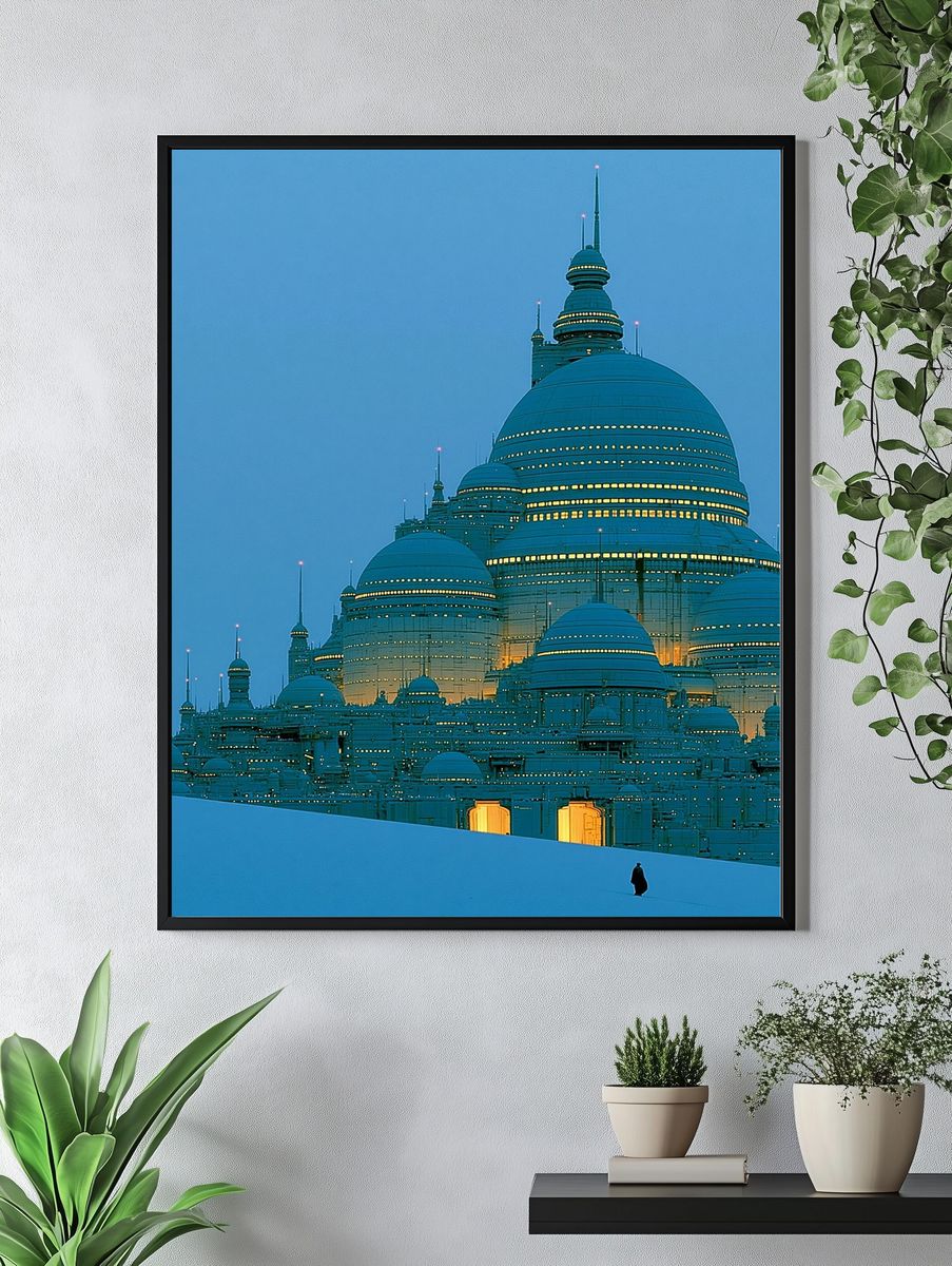 Futuristic Dome Cityscape Photography Poster. — room view 4