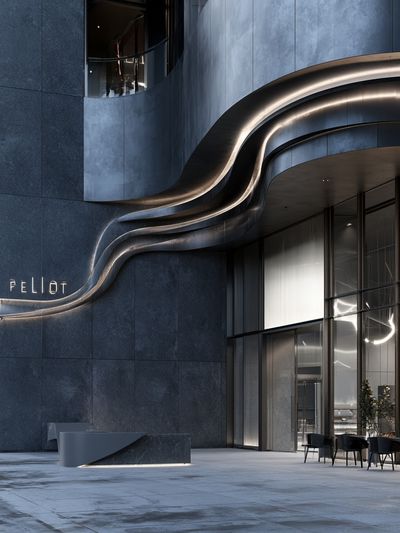 Modern Curved Facade Architecture Poster. poster