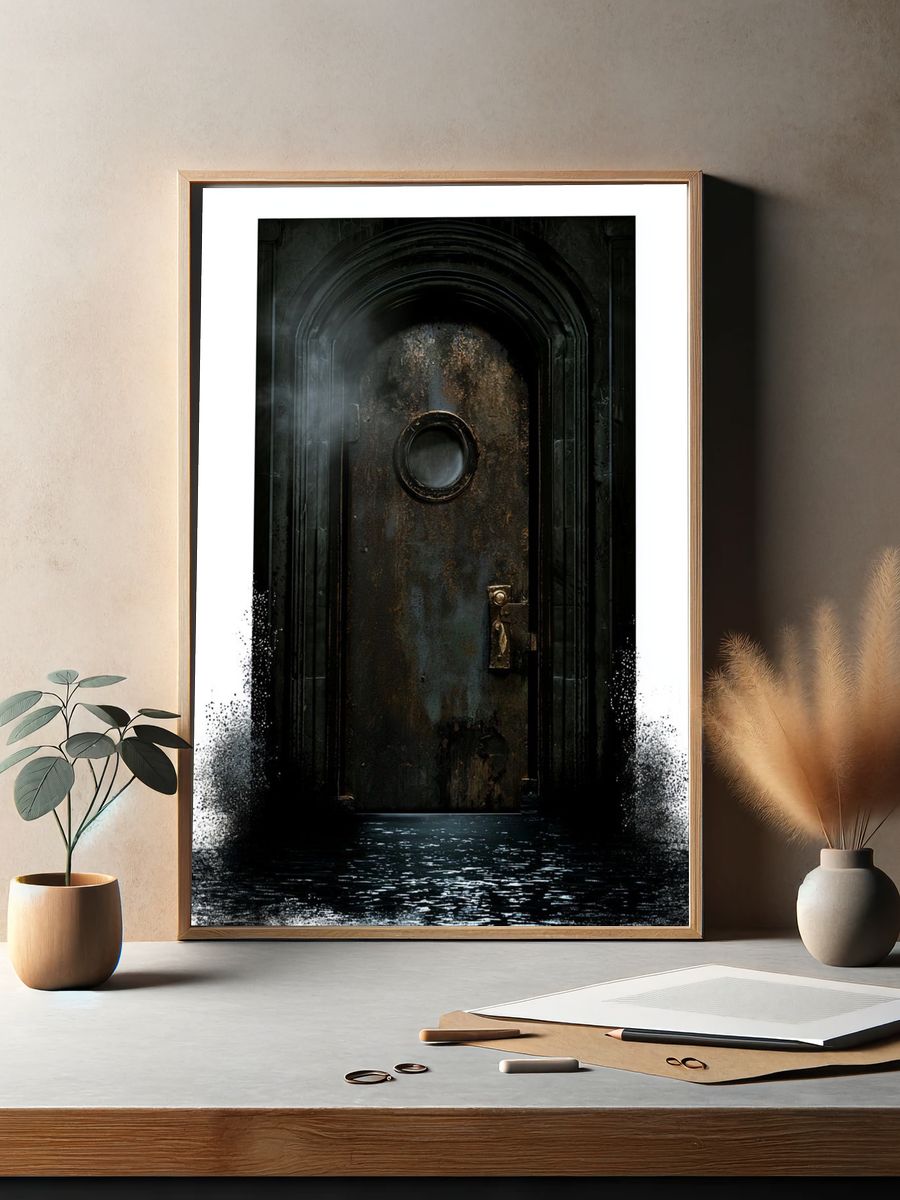 Mysterious Rusted Door Photography Poster. — room view 2