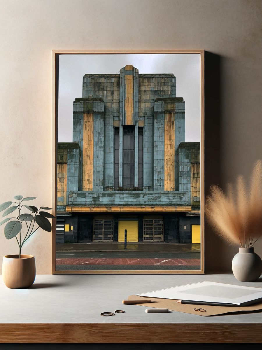 Art Deco Cinema Facade Poster. — room view 2