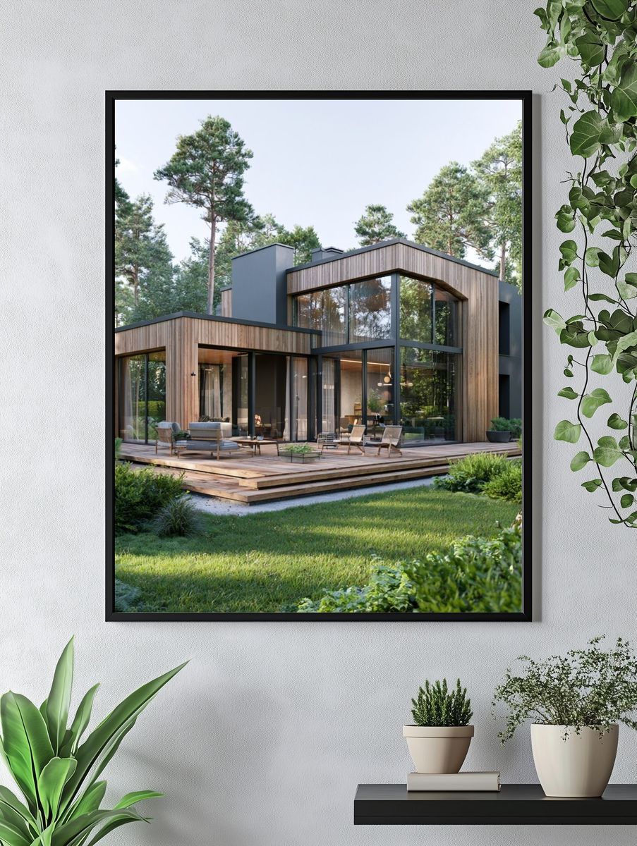 Modern Forest House Photography Poster. — room view 4