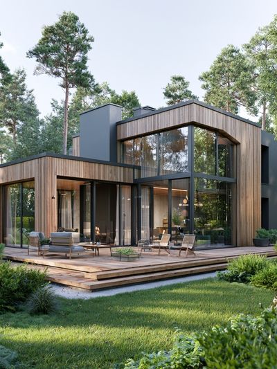 Modern Forest House Photography Poster.