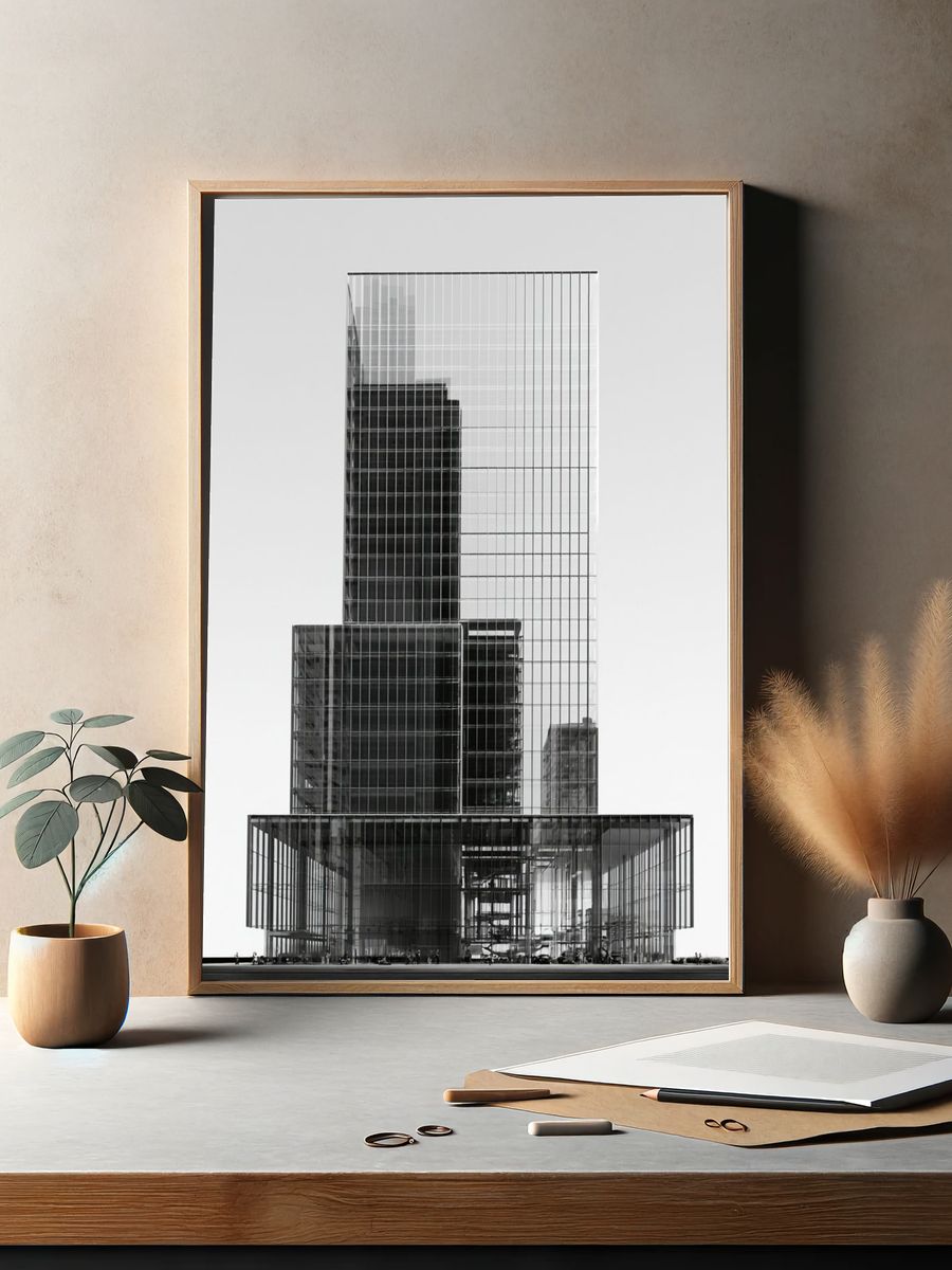 Modern Glass Tower Architecture Print. — room view 2