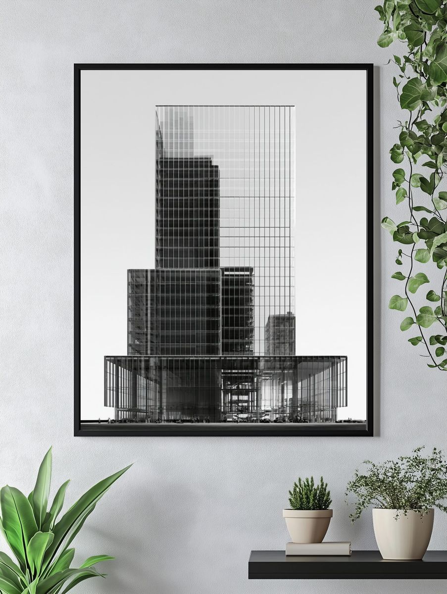 Modern Glass Tower Architecture Print. — room view 4