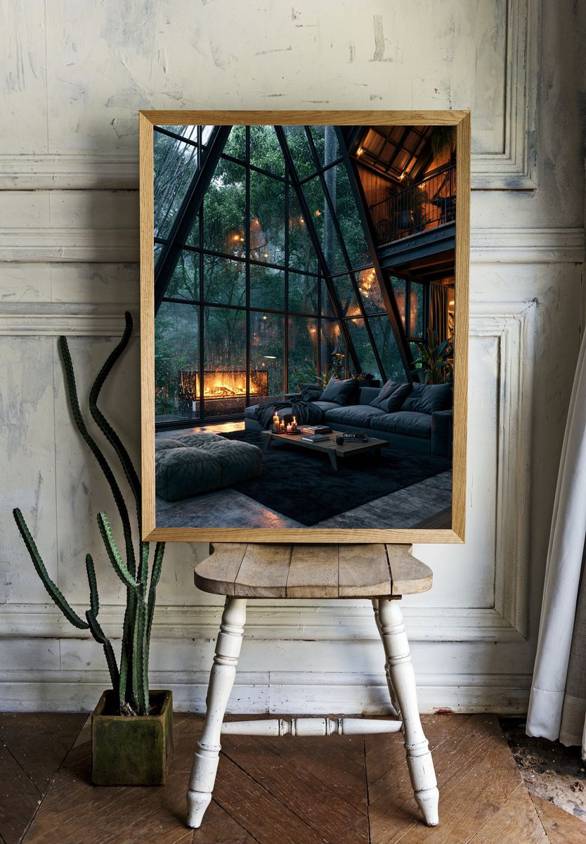 Glass Cabin Forest Interior Poster. — room view 1