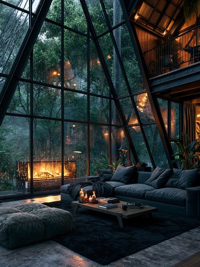 Glass Cabin Forest Interior Poster. poster