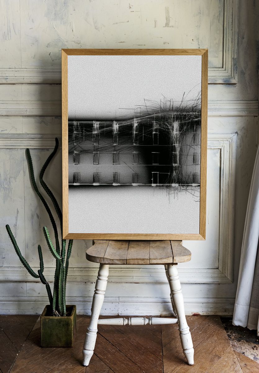 Monochrome Architectural Sketch Poster. room preview