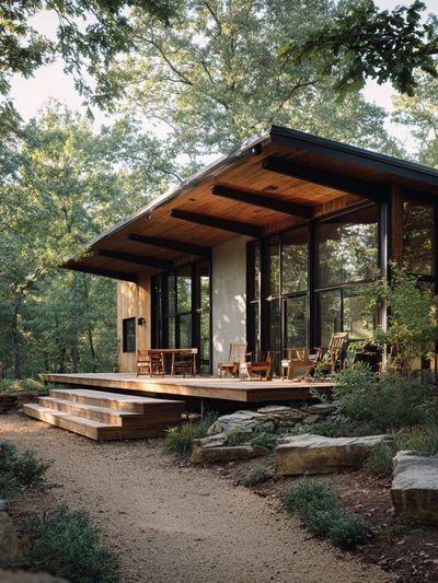 Modern Forest Cabin Photography Poster. poster