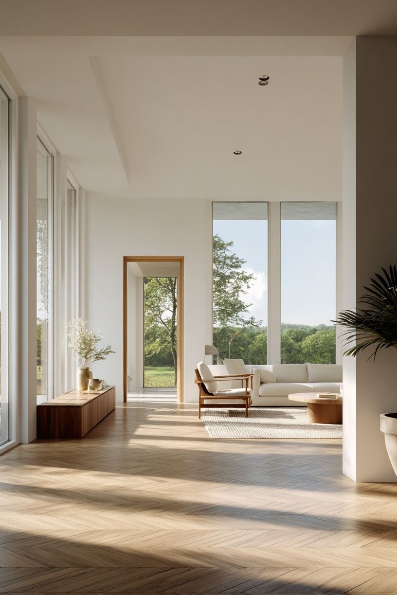 Sunlit Minimalist Living Room Poster. poster detail