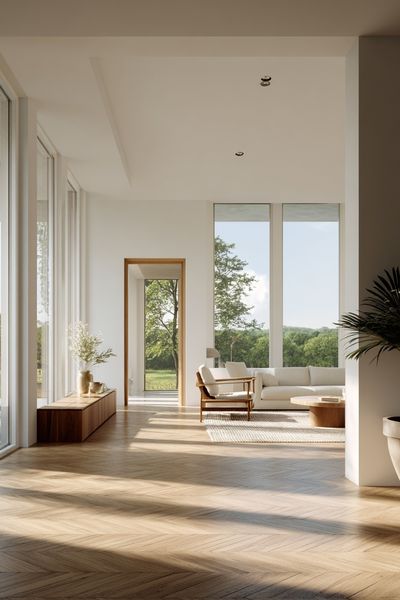 Sunlit Minimalist Living Room Poster.