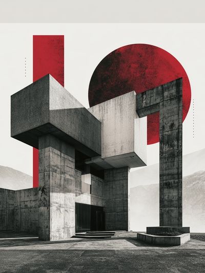 Brutalist Concrete Geometry Poster.