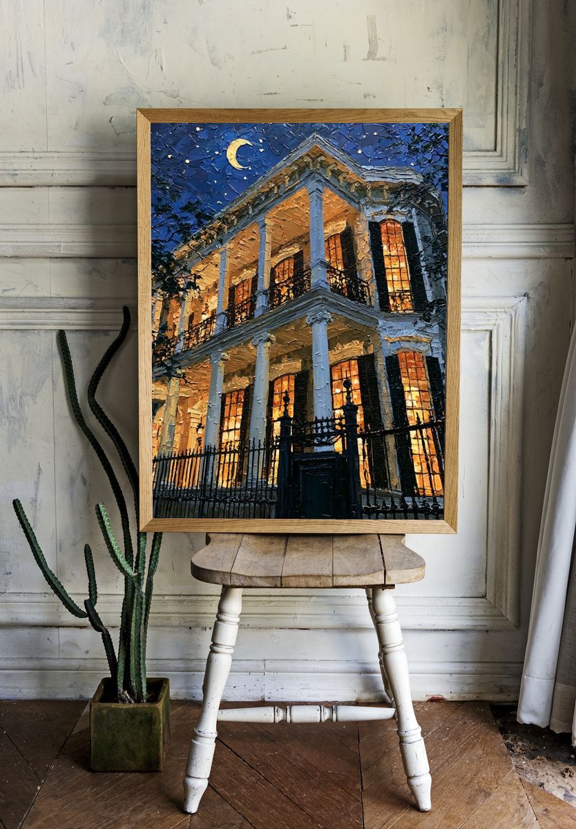 Moonlit Southern Mansion Poster. room preview