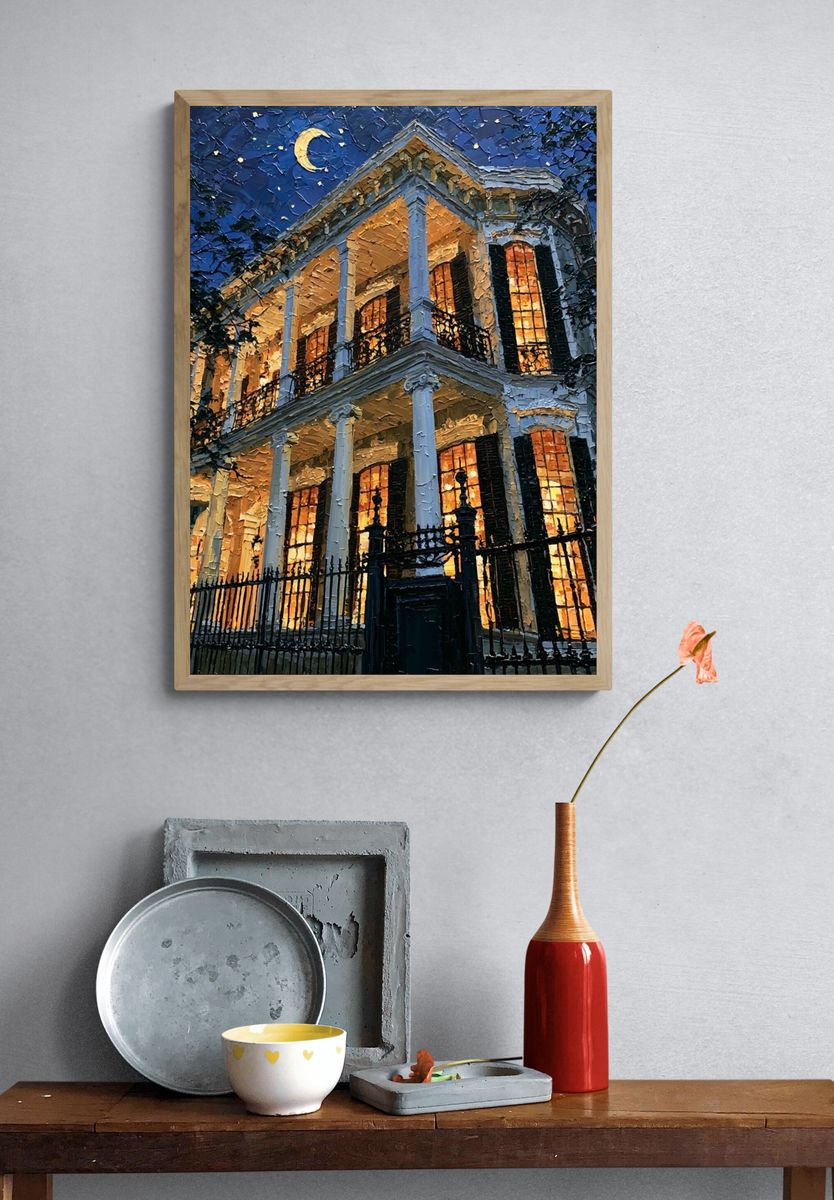 Moonlit Southern Mansion Poster. — room view 3
