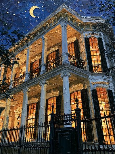 Moonlit Southern Mansion Poster.