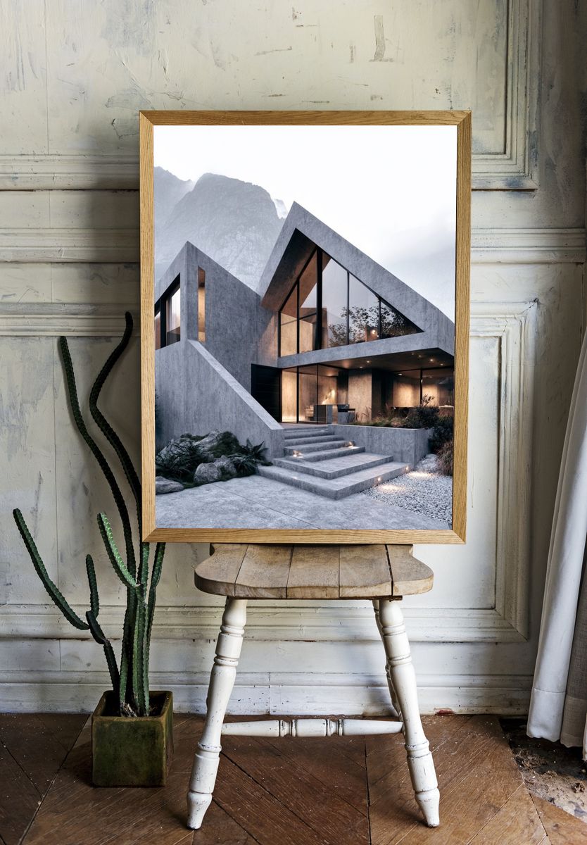 Modern Mountain House Architecture Poster. room preview
