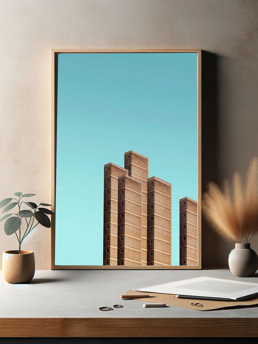 Minimalist Brutalist Towers Poster. — room view 2