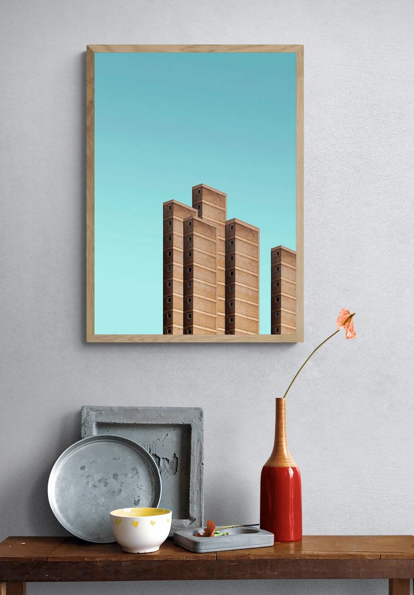 Minimalist Brutalist Towers Poster. — room view 3